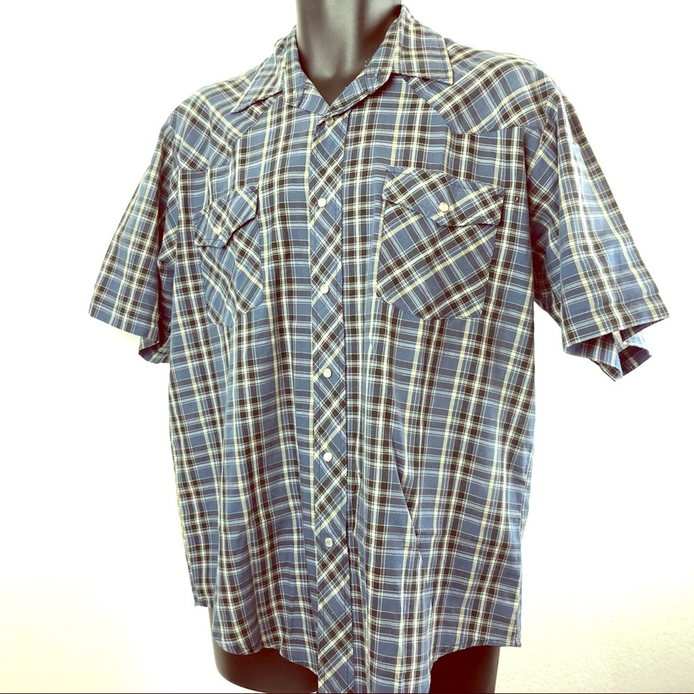 Western Plains pearl snaps cowboy shirt checked M